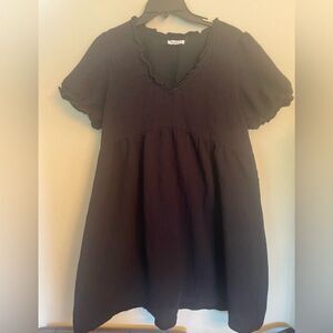 Copper Key short sleeve black gauze tie back dress with elastic sleeves XXL